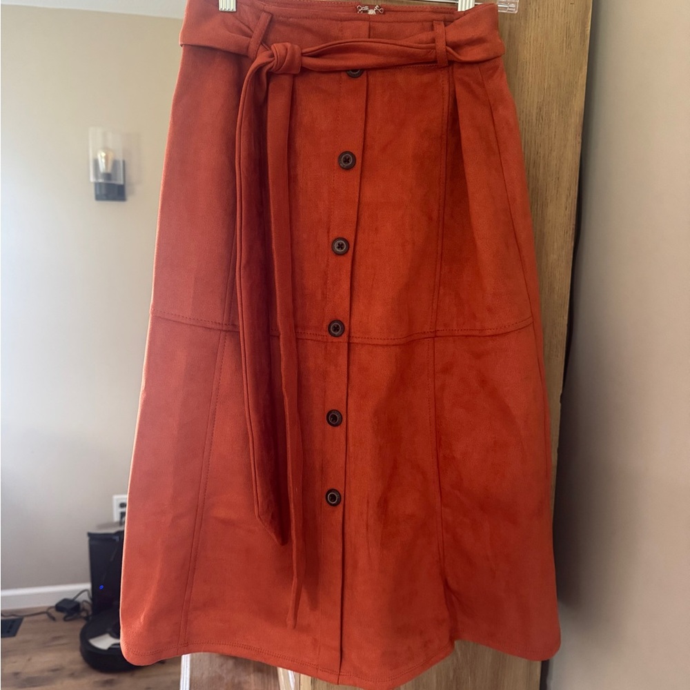 Women's burnt Orange Button-Front Skirt
